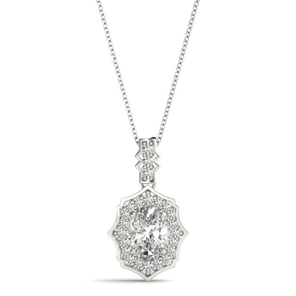 Scalloped Oval Halo Pendant